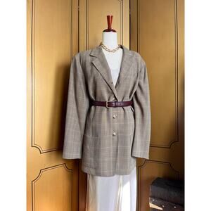 Vintage wool jacket with Prince of Wales pattern by Emanuel Ungaro, size XL